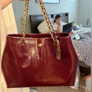 Maroon leather Coach purse
